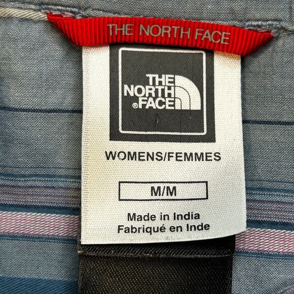 The North Face women's organic cotton striped snap button down 3/4 sleeve size M - Picture 7 of 14